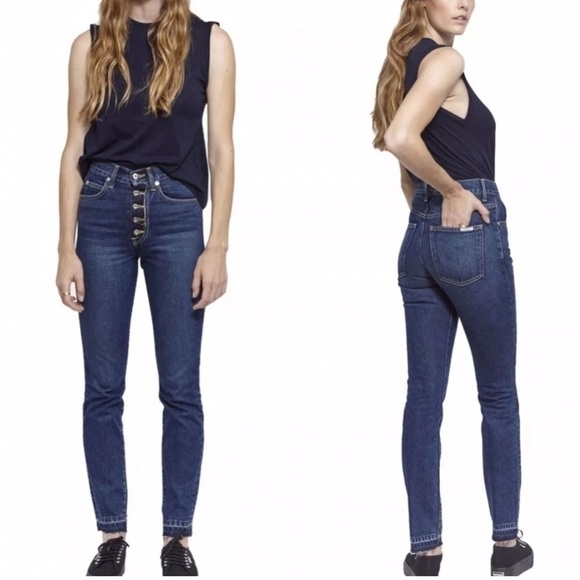 Eve Denim Silver Bullet Exposed Button Fly Raw Hem Jean Sz 26 - Picture 1 of 12